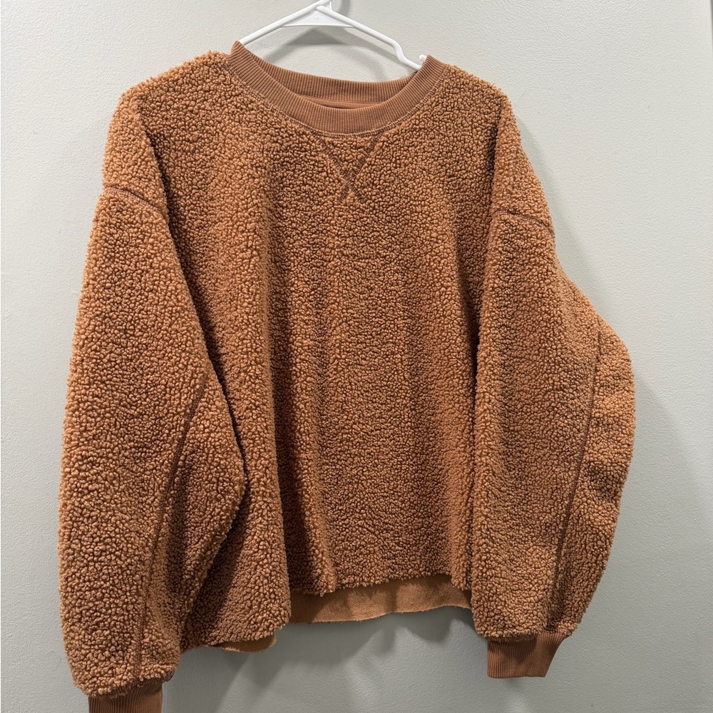American eagle crewneck Cozy Teddy Fleece Pullover - Caramel